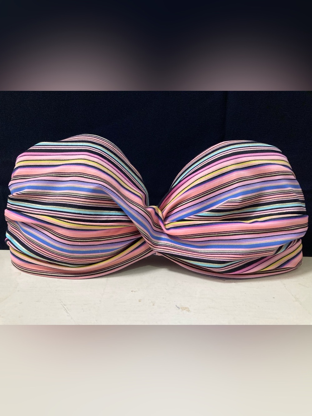 Victoria’s Secret Striped Bandeau Bikini Top Push Up Pink 34C